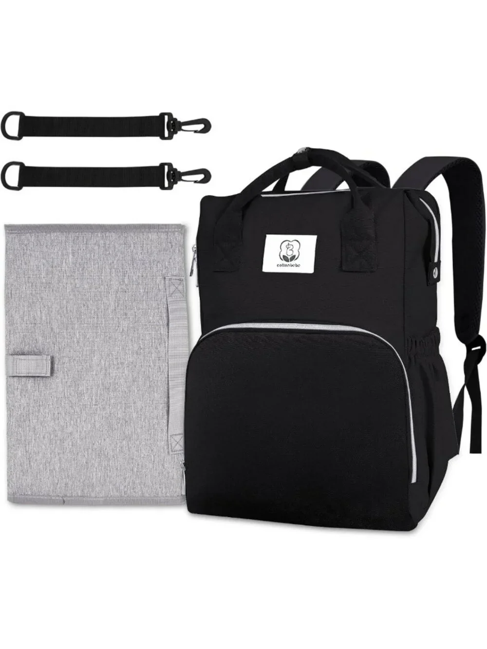 Large Waterproof Diaper Bag Backpack with Changing Pad, Stroller Straps